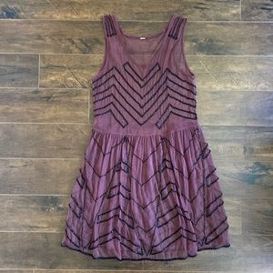 Free People - Beaded Slip Dress - Wine - M